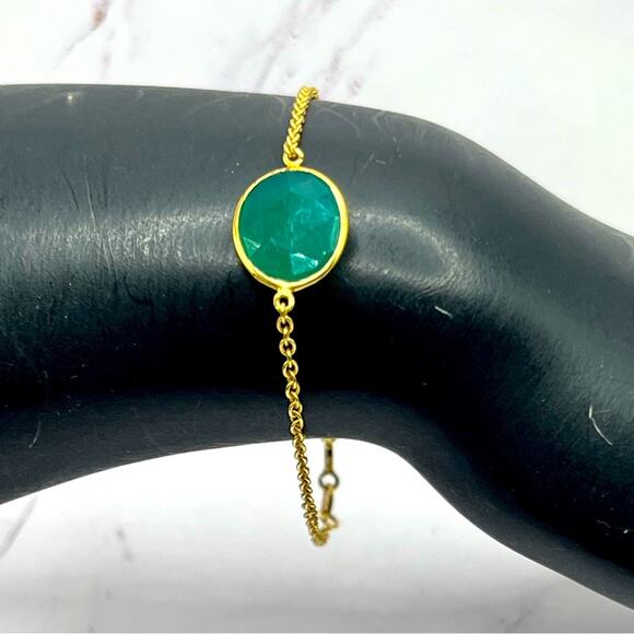 JCM 925 gold green stone bracelet - Picture 1 of 5
